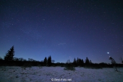 Winternacht im Hohen Venn mit Blick auf den südlichen Himmel